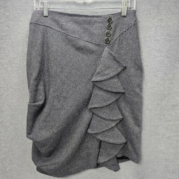 Eva Franco Anthropologie Fluttering Stripe Tweed Ruffle Skirt Size 4 - Picture 1 of 6